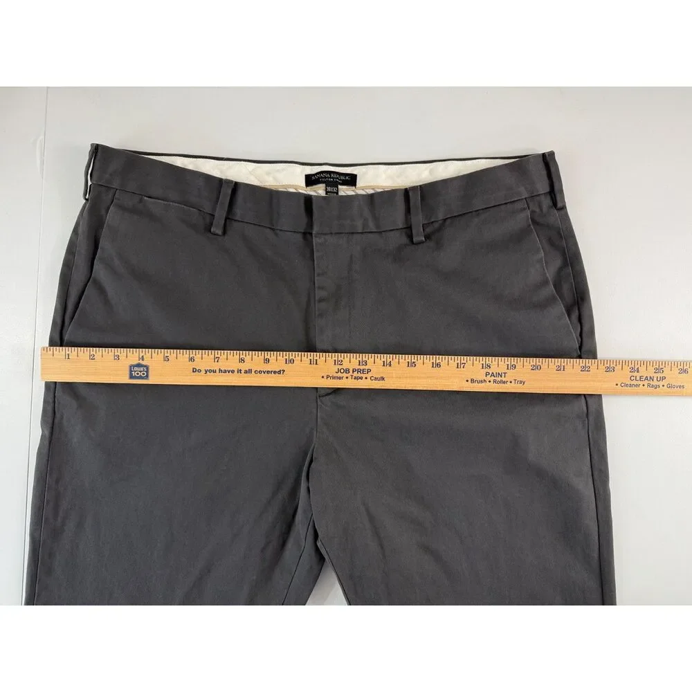 Banana Republic Fulton Chino Mens 38x32 Charcoal Gray Stretch Pants Straight